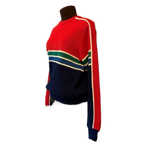 Vintage Claybrooke Mens Red Stripe Green and Blue Ski Sweater size Medium - Picture 6 of 8